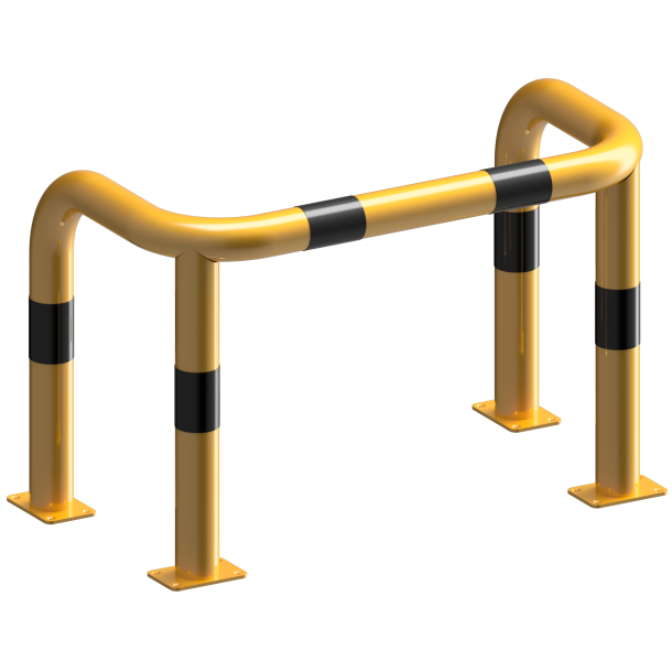 Anti-nudge hoop | double hoop | steel tube  76 mm | yellow / black | total width: 1000 mm | height above ground: 650 mm | to be fixed by plugs